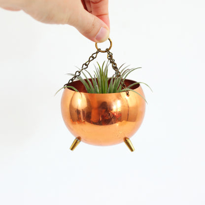 SOLD - Vintage Footed Hanging Copper Planter by Coppercraft Guild