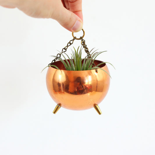 SOLD - Vintage Footed Hanging Copper Planter by Coppercraft Guild