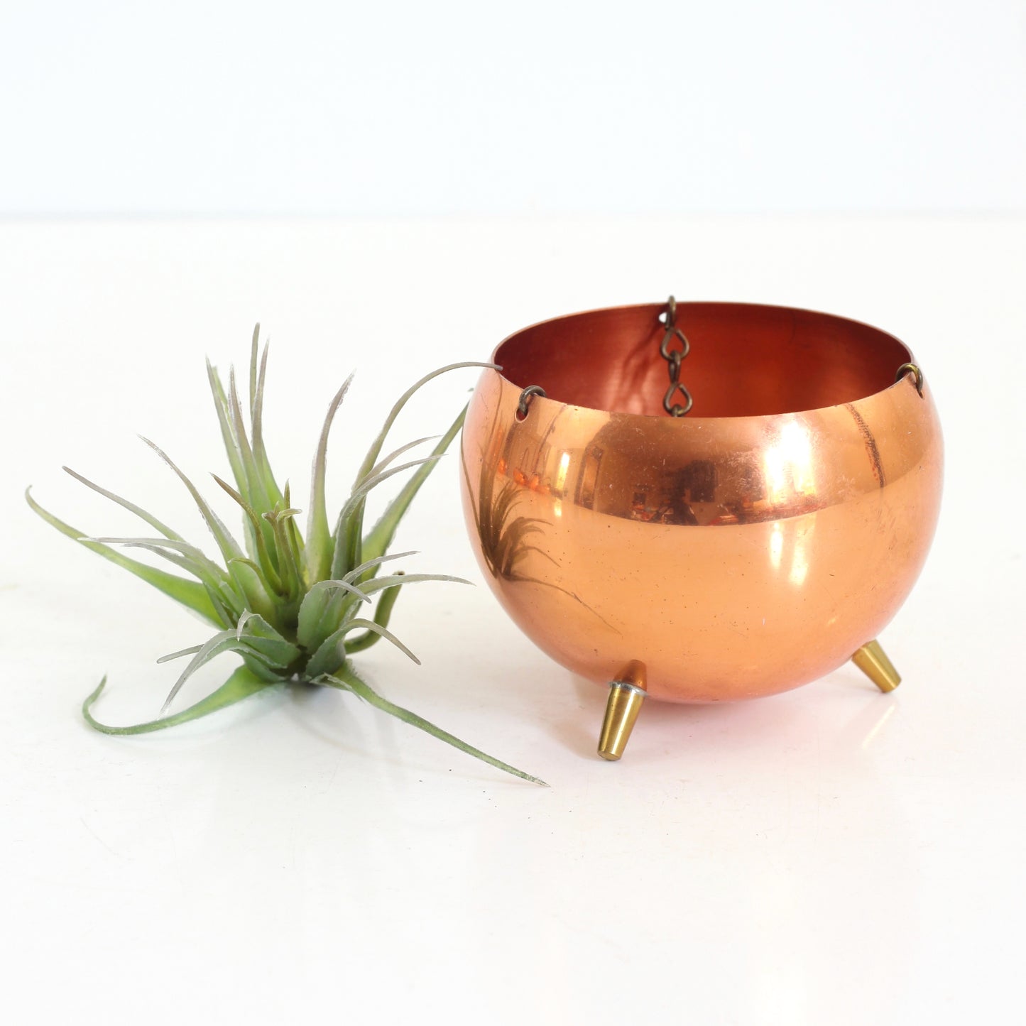 SOLD - Vintage Footed Hanging Copper Planter by Coppercraft Guild