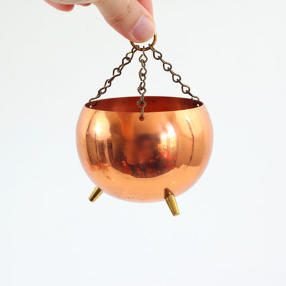 SOLD - Vintage Footed Hanging Copper Planter by Coppercraft Guild