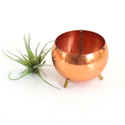 SOLD - Vintage Footed Hanging Copper Planter by Coppercraft Guild