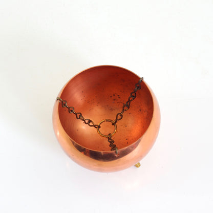 SOLD - Vintage Footed Hanging Copper Planter by Coppercraft Guild