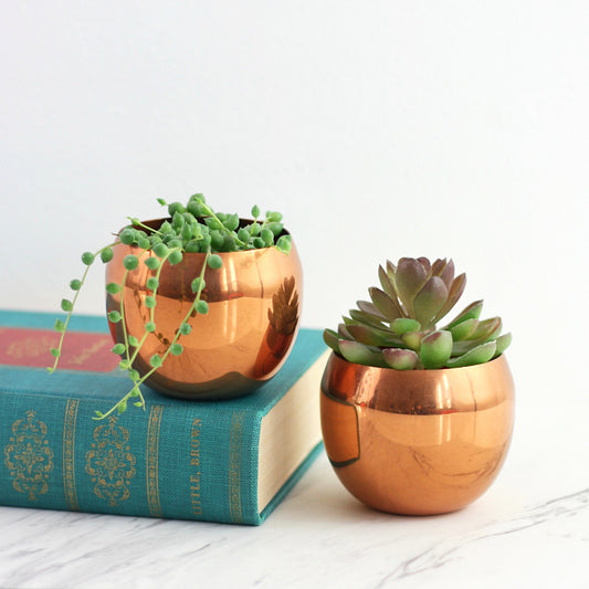 SOLD - Mid Century Modern Copper Planters by Coppercraft Guild