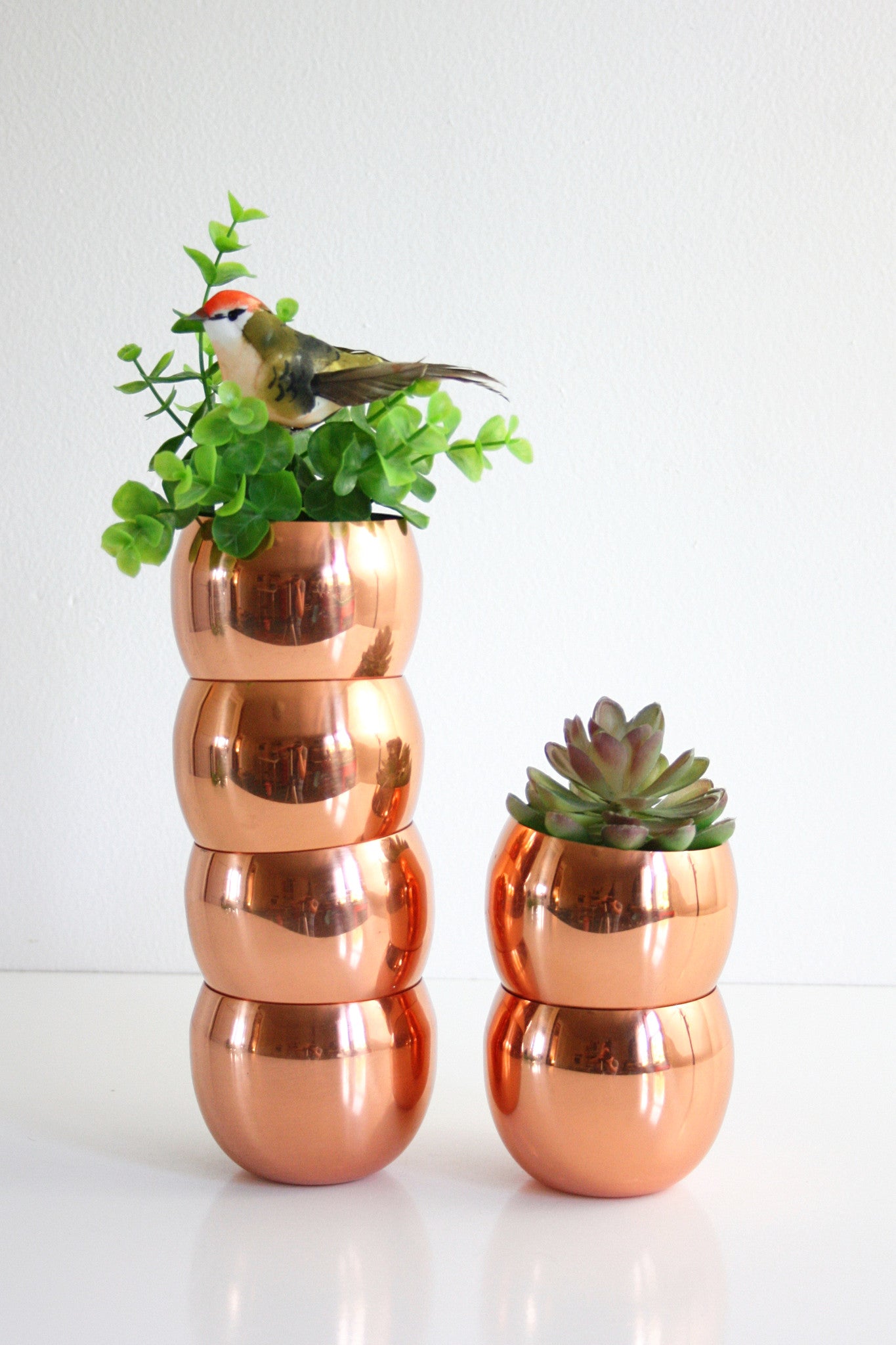 SOLD - Mid Century Modern Copper Roly Poly Tumblers / Vintage Coppercraft Guild Copper Cups
