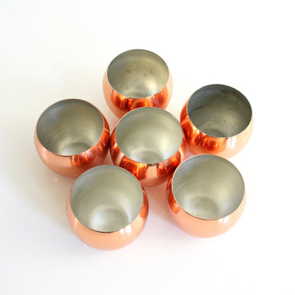 SOLD - Mid Century Modern Copper Roly Poly Tumblers / Vintage Coppercraft Guild Copper Cups