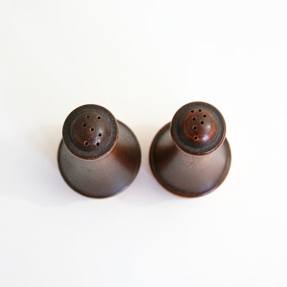 SOLD - Mid Century Coppercraft Guild Wood & Copper Salt & Pepper Shakers