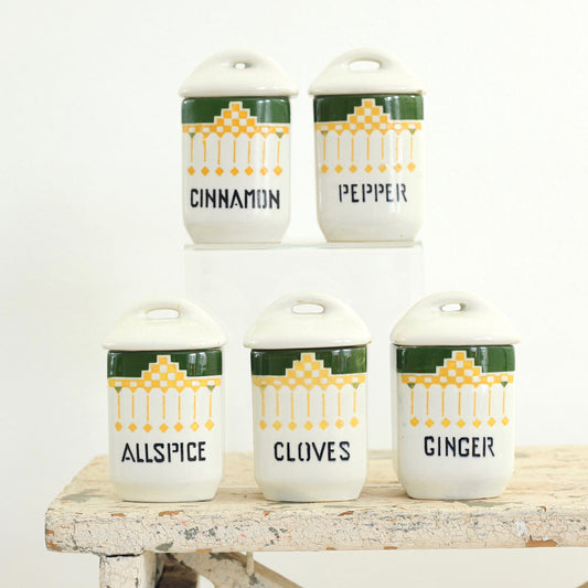 SOLD - Vintage Geometric Spice Jars from Czechoslovakia
