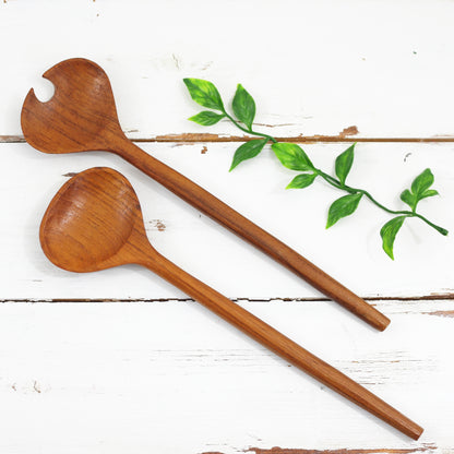 SOLD - Vintage Danish Modern Carved Wood Salad Servers
