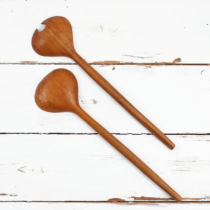 SOLD - Vintage Danish Modern Carved Wood Salad Servers