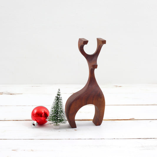 SOLD - Danish Modern Carved Wood Reindeer