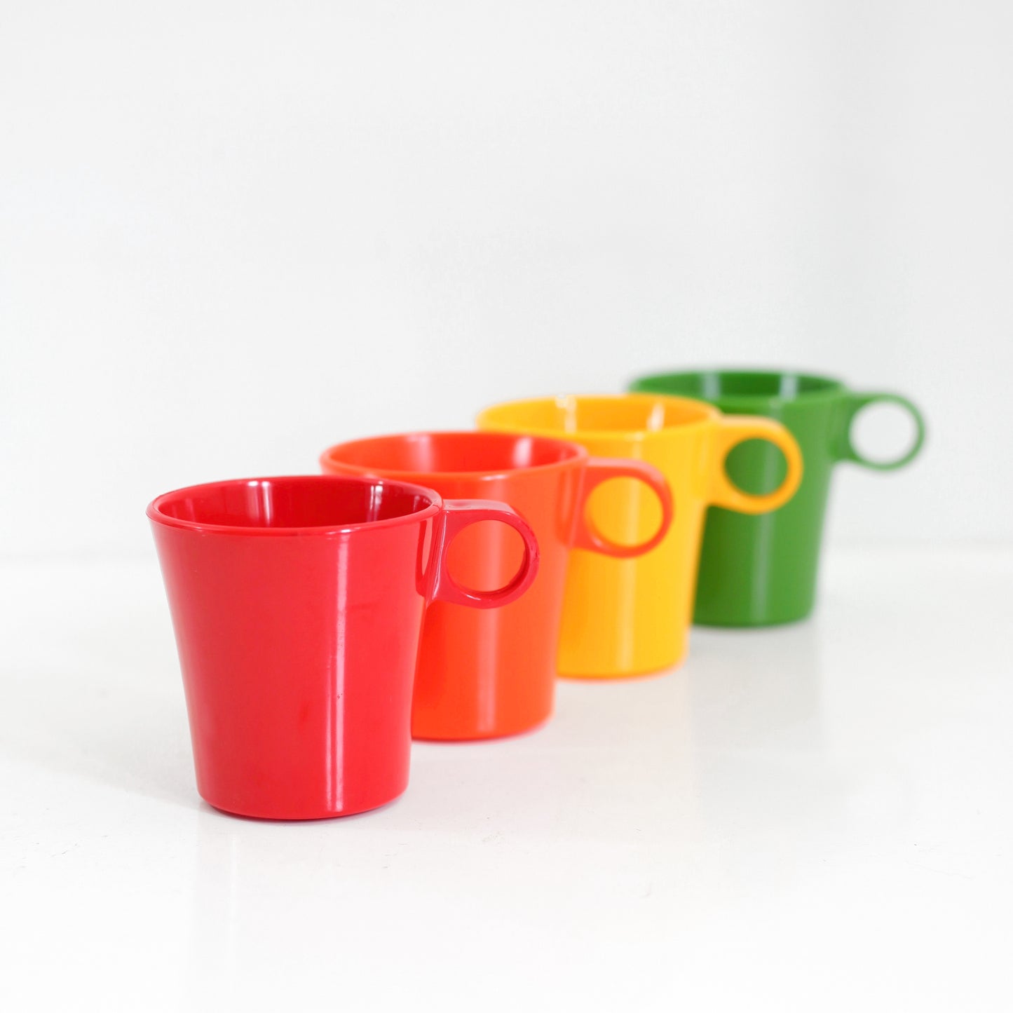 SOLD - Mid Century Deka Rainbow Stacking Mugs