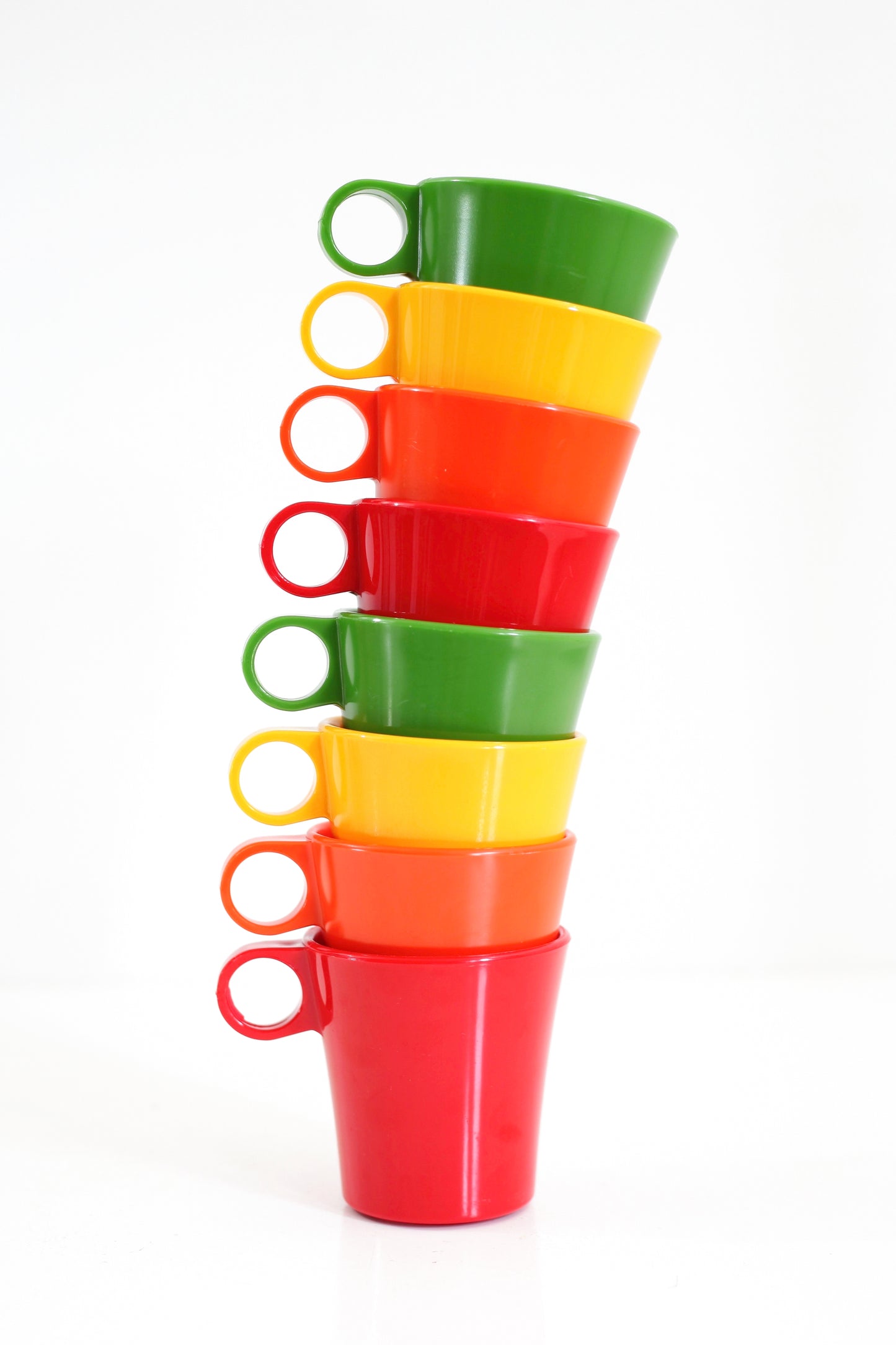 SOLD - Mid Century Deka Rainbow Stacking Mugs