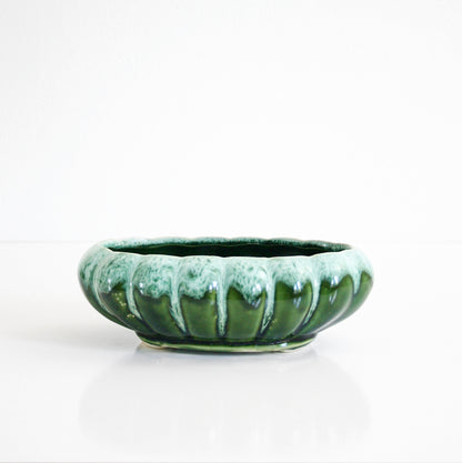 SOLD - Mid Century Modern Emerald Green Drip Glaze Planter / Vintage Ceramic Planter