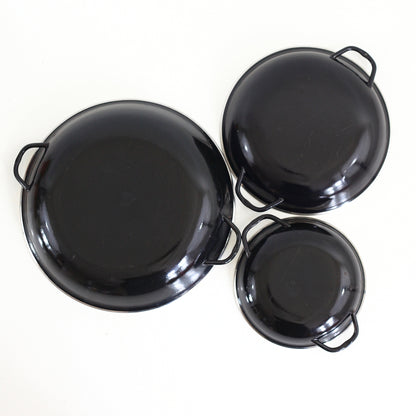SOLD - Vintage Enamel Paella Pans - Set of Three