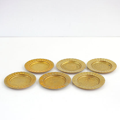 SOLD - Vintage Floral Brass Coaster Set