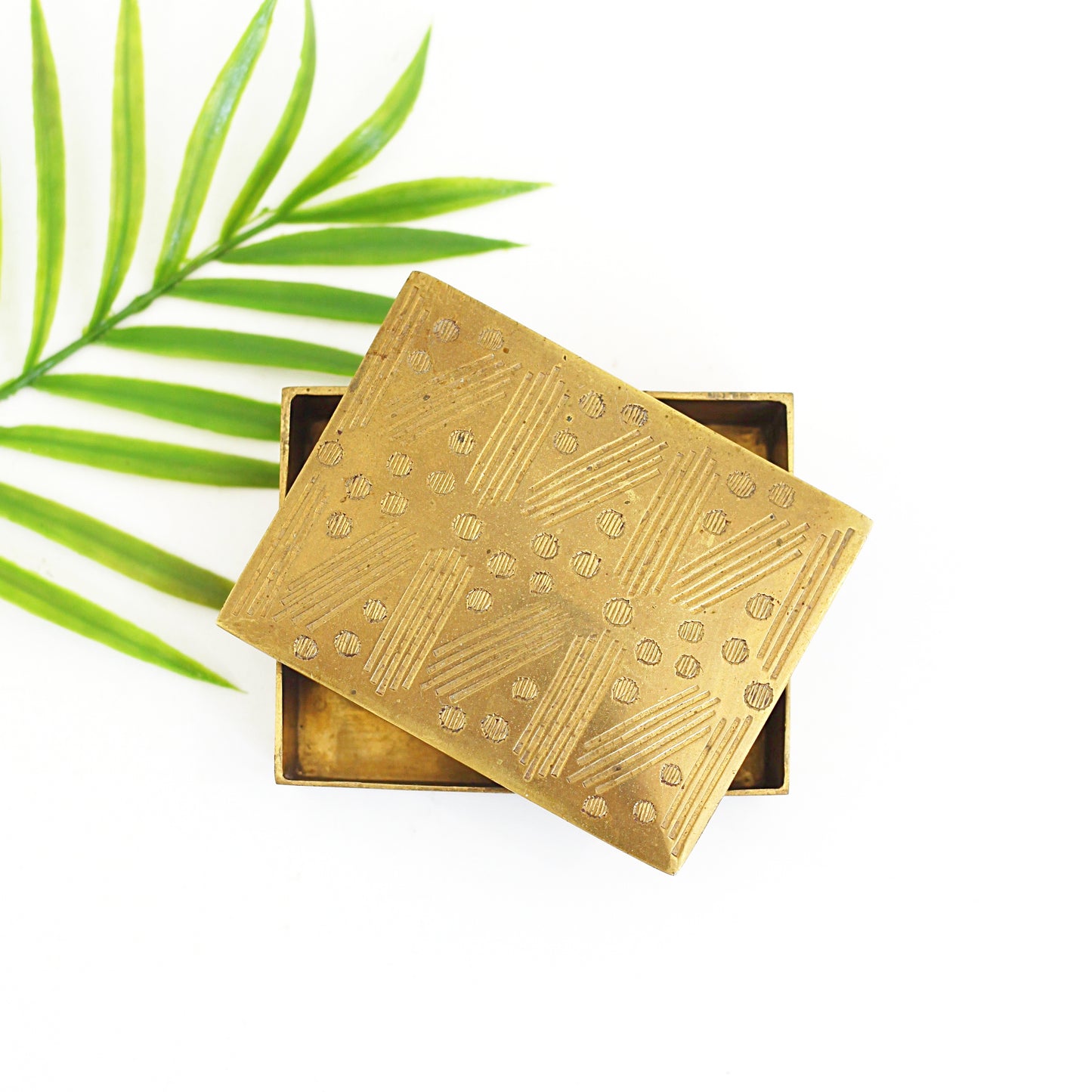 SOLD - Vintage Etched Brass Trinket Box