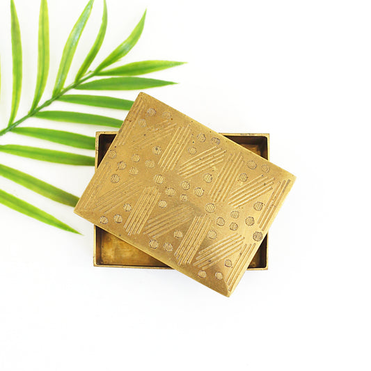 SOLD - Vintage Etched Brass Trinket Box