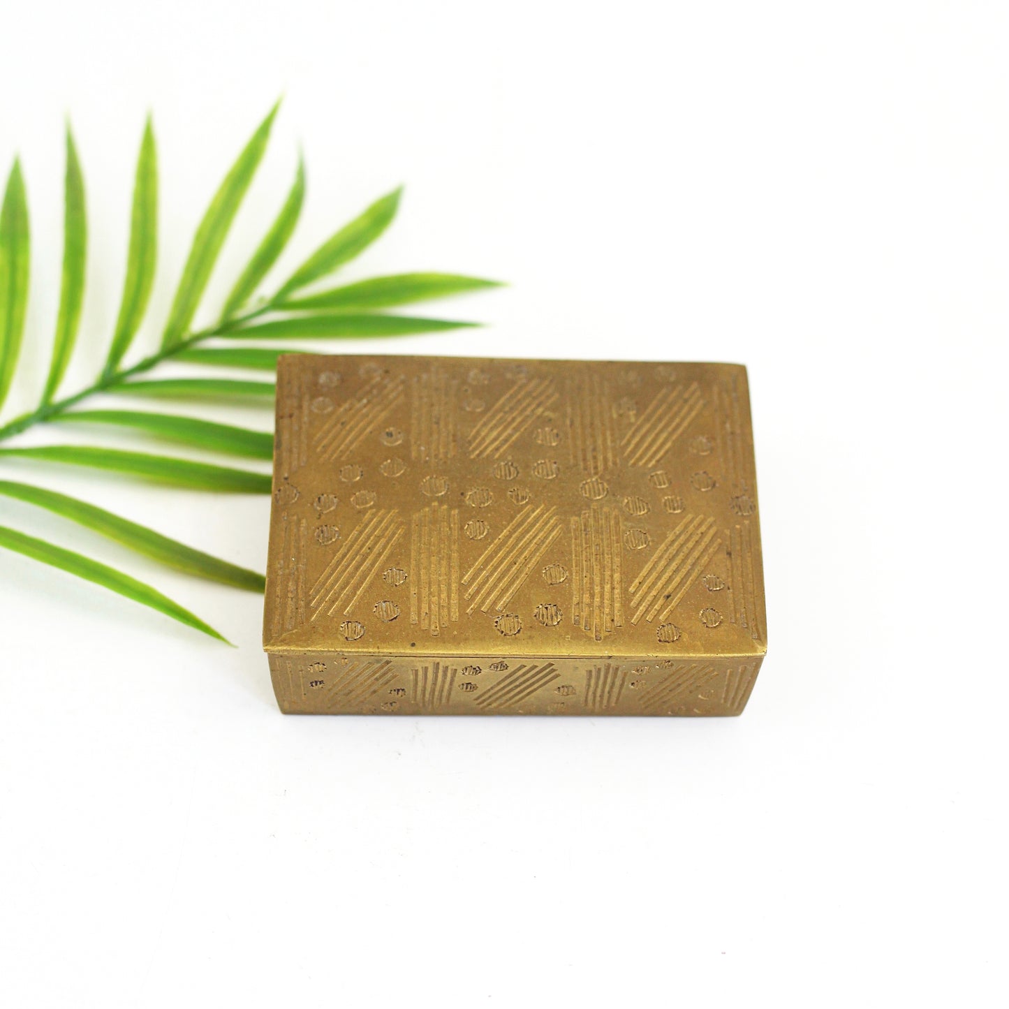 SOLD - Vintage Etched Brass Trinket Box
