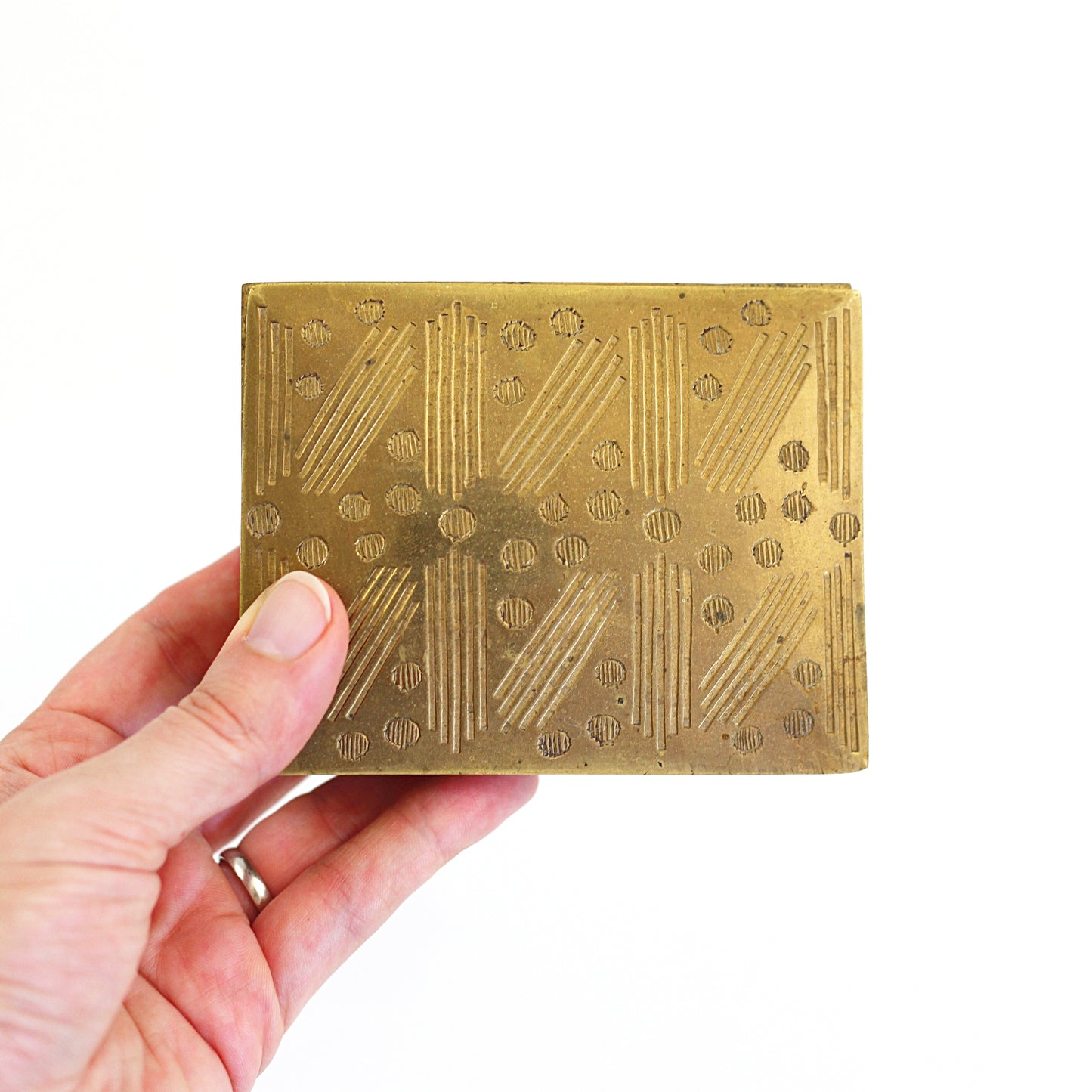 SOLD - Vintage Etched Brass Trinket Box