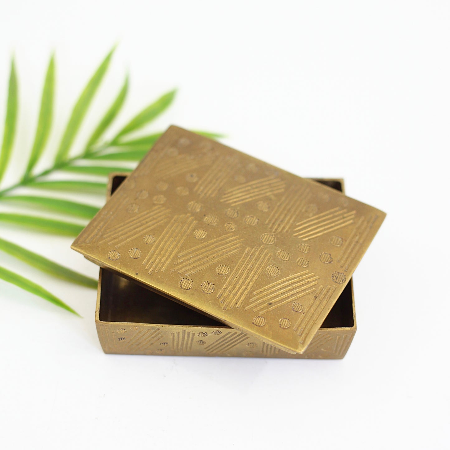 SOLD - Vintage Etched Brass Trinket Box