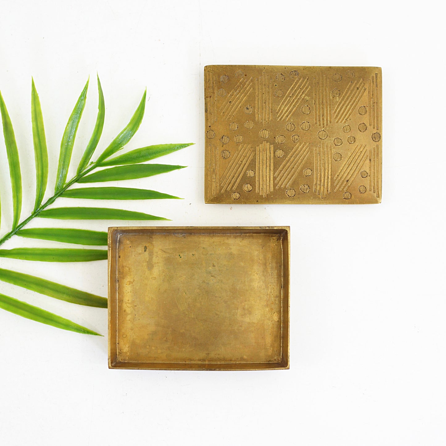 SOLD - Vintage Etched Brass Trinket Box