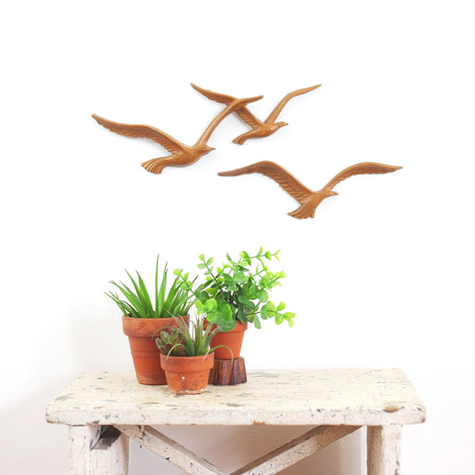SOLD - Vintage Faux Bois Seagulls Wall Decor