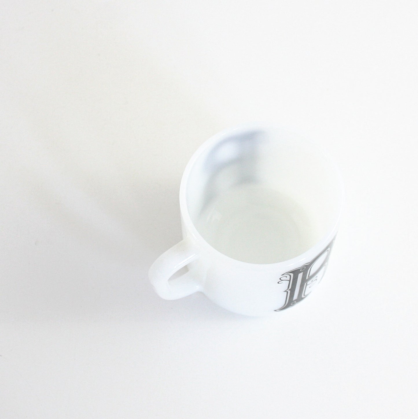 SOLD - Vintage Milk Glass Initial R Coffee Mug by Federal Glass