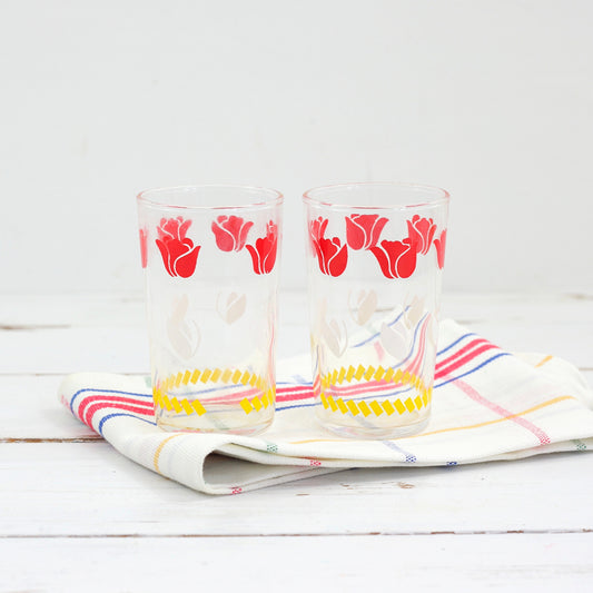 SOLD - Vintage 1950s Federal Glass Tulip Juice Glasses