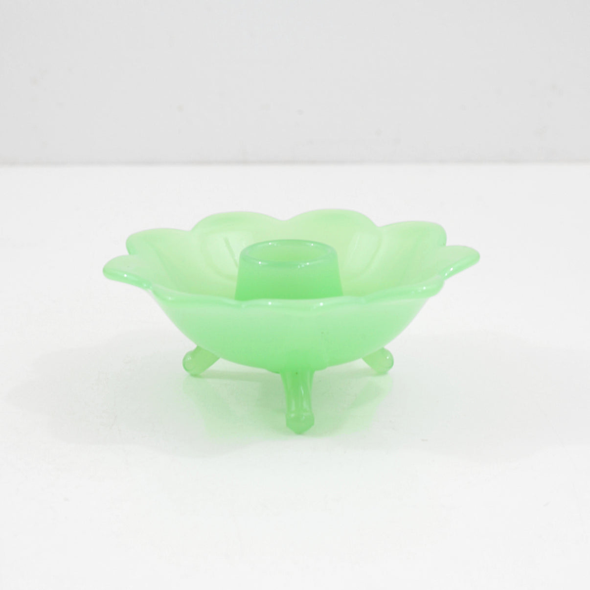 SOLD Vintage Fenton Jadeite Flower Candle Holder Wise Apple Vintage