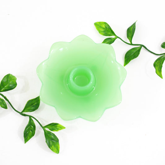 SOLD - Vintage Fenton Jadeite Flower Candle Holder