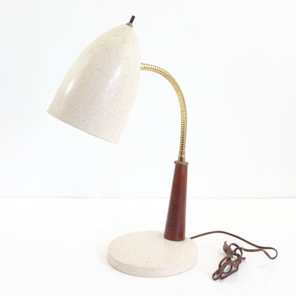 SOLD - Mid Century Modern Teak & Fiberglass Gooseneck Lamp