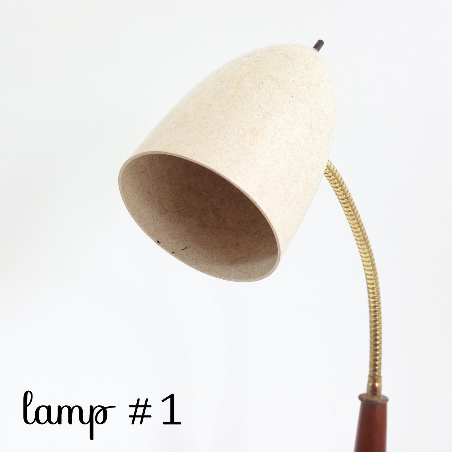SOLD - Mid Century Modern Teak & Fiberglass Gooseneck Lamp