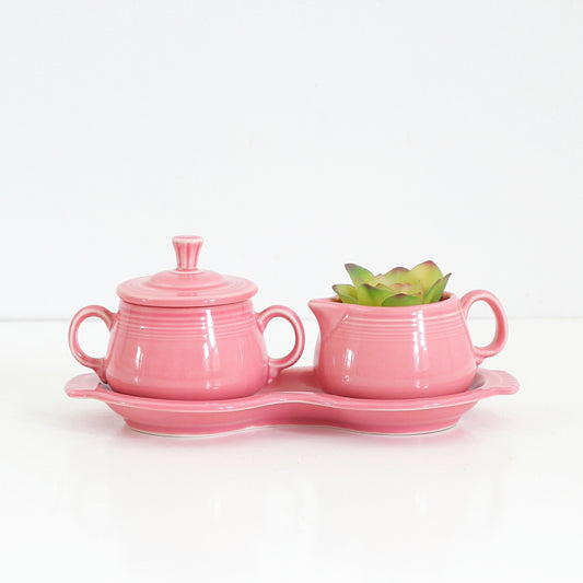 SOLD - Vintage Fiesta Pink Rose Cream & Sugar Set