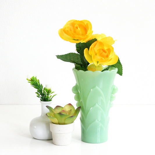 SOLD - Vintage Fire King Jadeite Deco Vase