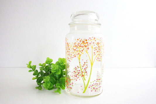 SOLD - Vintage Cheery Floral Glass Apothecary Jar