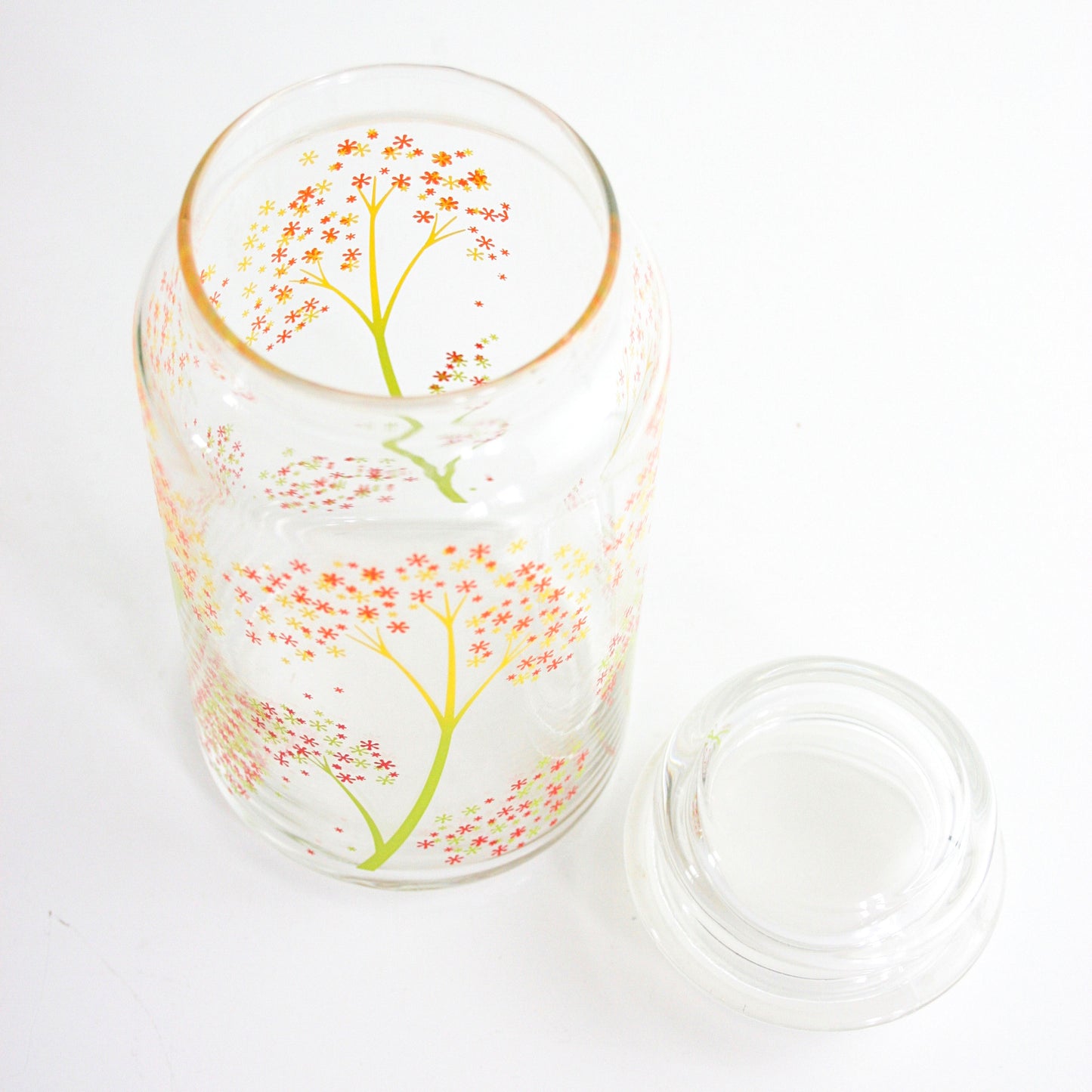 SOLD - Vintage Cheery Floral Glass Apothecary Jar
