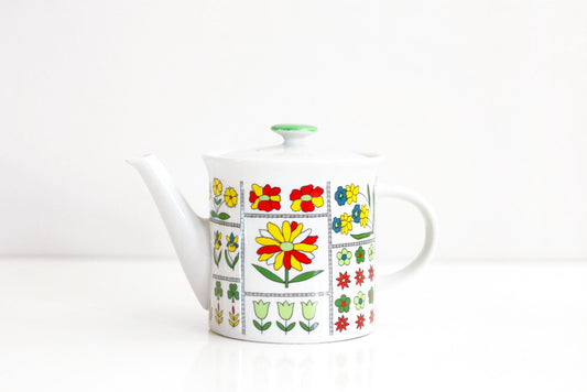 SOLD - Vintage Colorful Mod Floral Teapot by Toscany Japan
