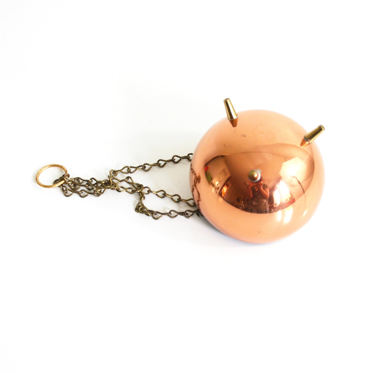 SOLD - Vintage Hanging Footed Copper Planter by Coppercraft Guild / Vintage Copper and Brass Plant Pot