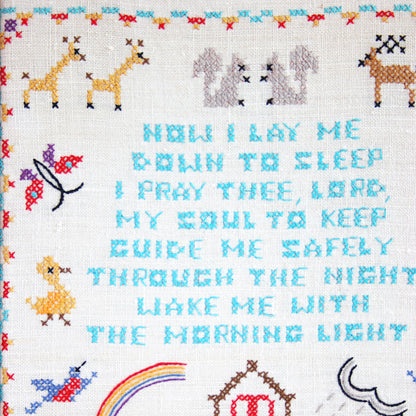 SOLD - A Child's Prayer Vintage Framed Embroidery