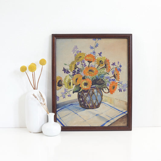 SOLD - Vintage Framed Floral Still Life Painting