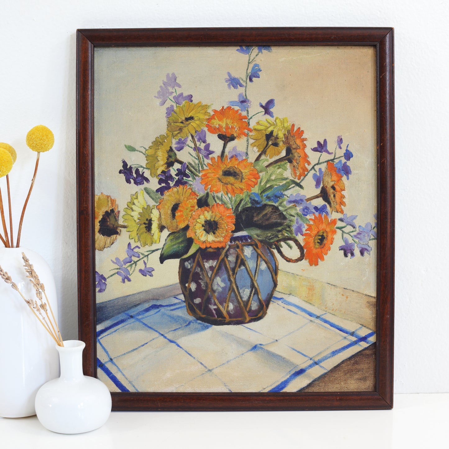 SOLD - Vintage Framed Floral Still Life Painting