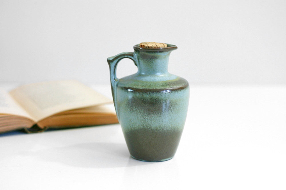 SOLD - Mid Century Modern 1950s Frankoma Pottery Pitcher / Plainsman in Woodland Moss