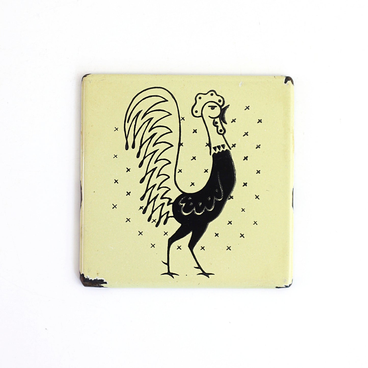SOLD - 1950s Frigidaire 'Pot Rooster' Enamel Trivets