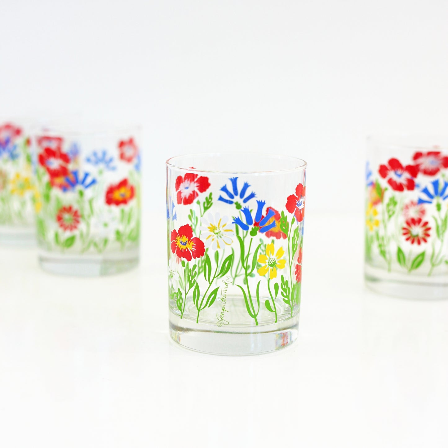 SOLD - Mid Century Georges Briard Flower Glasses