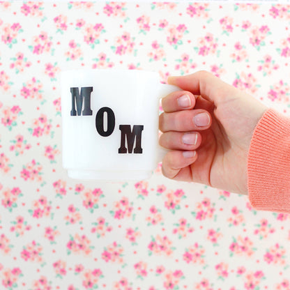 SOLD - Vintage 'Mom' Milk Glass Mug