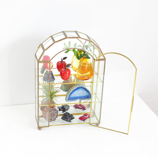 SOLD - Vintage Glass & Brass Mirrored Curio Display Box