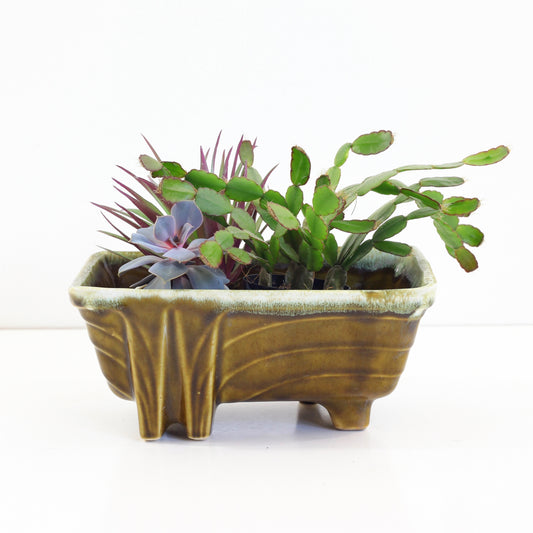 SOLD - Vintage Avocado Green Cookson Pottery Planter