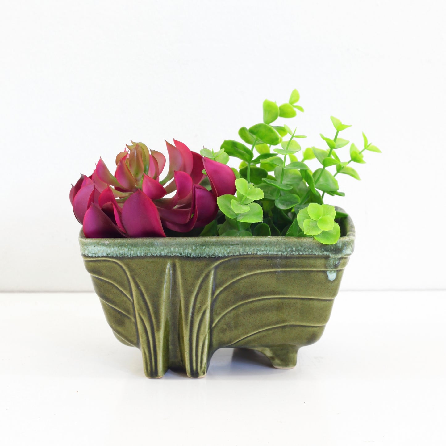 SOLD - Vintage Mossy Green Cookson Pottery Planter