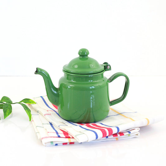 SOLD - Vintage Green Enamel Cream Pitcher