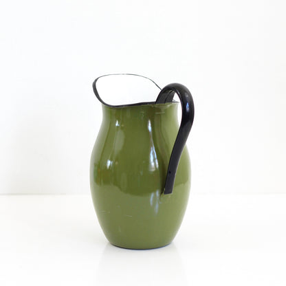SOLD - Large Vintage Green Enamel Pitcher